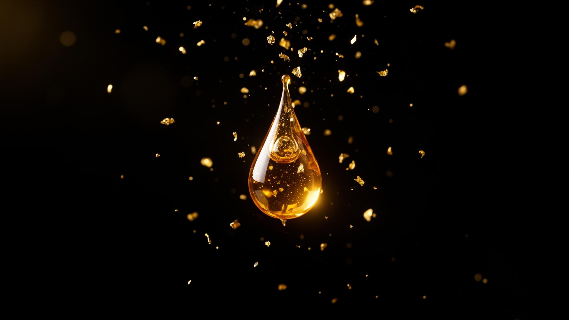 Golden droplet of perfume